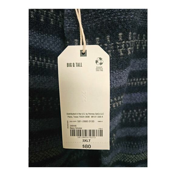 NEW Men's Tall Mutual Weave Striped Pullover Knit Sweater in Blue (Size: 3XLT) - Picture 6 of 7